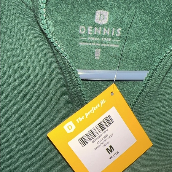 Green Dennis Sweatshirt 1/4 Zip Youth Medium - Picture 2 of 2
